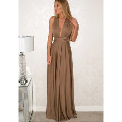 Fashionable, Bold and Beautiful DressWomen's Fashion V-neck Sleeveless Ankle-Length Slim Fit Bohemian Style Summer Maxi Dress