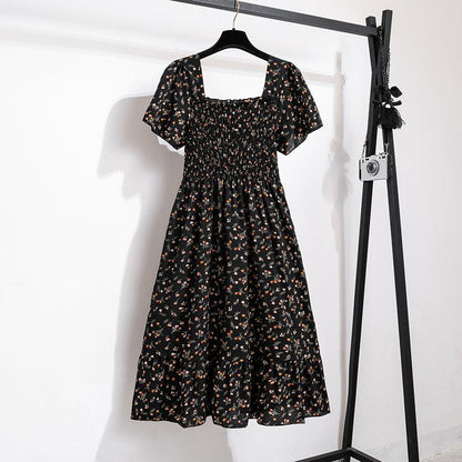 Easy Breezy Floral Printed Lightweight Versatile Chiffon Dress With Short Sleeves and Elastic Waist - Just The Fly Way