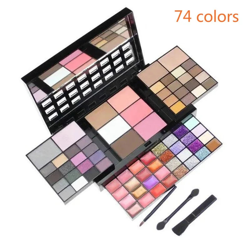 Fashionable, Bold and Beautiful Dress40/74/78 Colors Glitter Eyeshadow Palette Matte Waterproof Long Lasting Pressed Powder Cosmetics Kit  Fashion Women MakeUp Tools