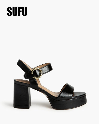 SUFU Summer solid color sandals Fashion platform heels - Just The Fly Way