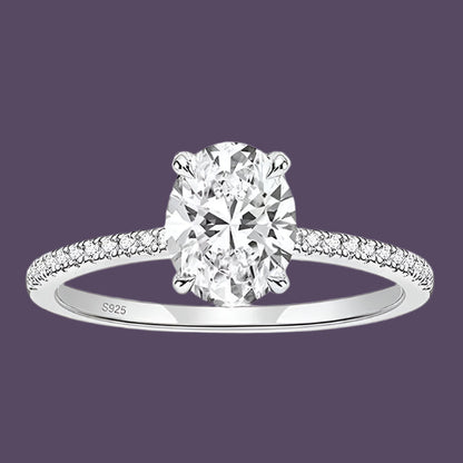 Oval Cut Moissanite Ring, 18k Gold over S925 Sterling Silver For Women - Just The Fly Way