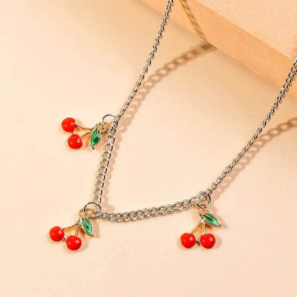 Adjustable Red Cherry Charm Anklet for Women – Silver Chain Ankle Bracelet, Jewelry Gift - Just The Fly Way
