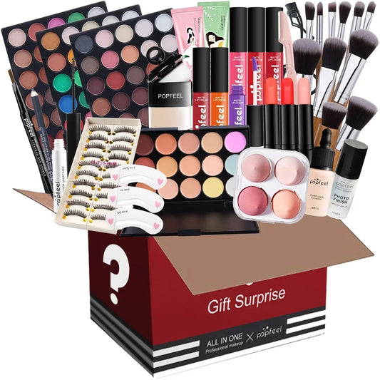 Fashionable, Bold and Beautiful DressPOPFEEL All-in-One Makeup Kit Gift Set with Eyeshadow Palette Foundation Lip Gloss Blush Brushes Eyeliner and More Beauty Gifts