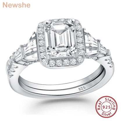 Fashionable, Bold and Beautiful DressNewshe Wedding Rings for Her AAAAA Cubic Zircon Women's Bridal Sets 925 Sterling Silver Emerald Cut Engagement Ring Size 5-10 - Just The Fly Way