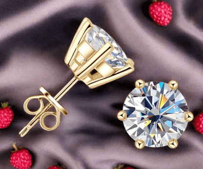 Shine Bright Moissanite Stud Earrings for Men & Women in 18K Gold-Plated Silver - Perfect for Weddings & Special Occasions - Just The Fly Way