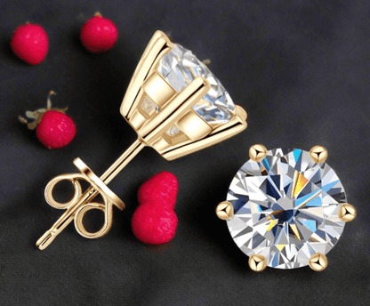 Shine Bright Moissanite Stud Earrings for Men & Women in 18K Gold-Plated Silver - Perfect for Weddings & Special Occasions - Just The Fly Way