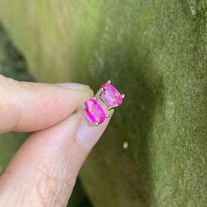 Fashionable, Bold and Beautiful Dress5*3MM Oval Natural Pink Topaz Earrings 925 Sterling Silver Stud Earring For Women Cute Gift Prevent Allergy Fine Jewelry