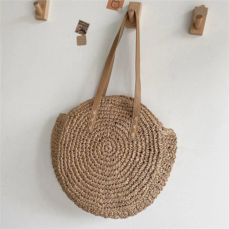 Hand Woven, Round, Beach Bag with a Large Capacity - Just The Fly Way