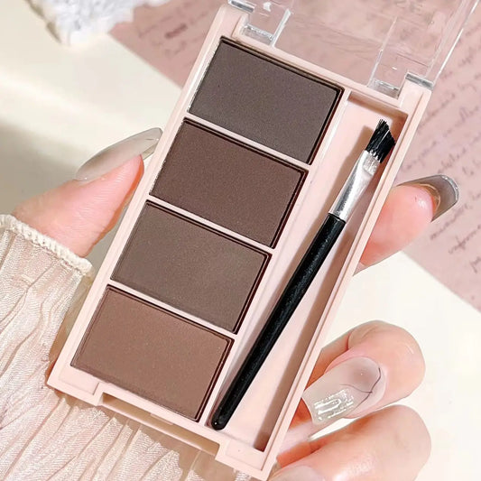 Fashionable, Bold and Beautiful DressA set of 4-color eyebrow powder trays with brushes in gray and brown matte tones for long-lasting color rendering, filling and s