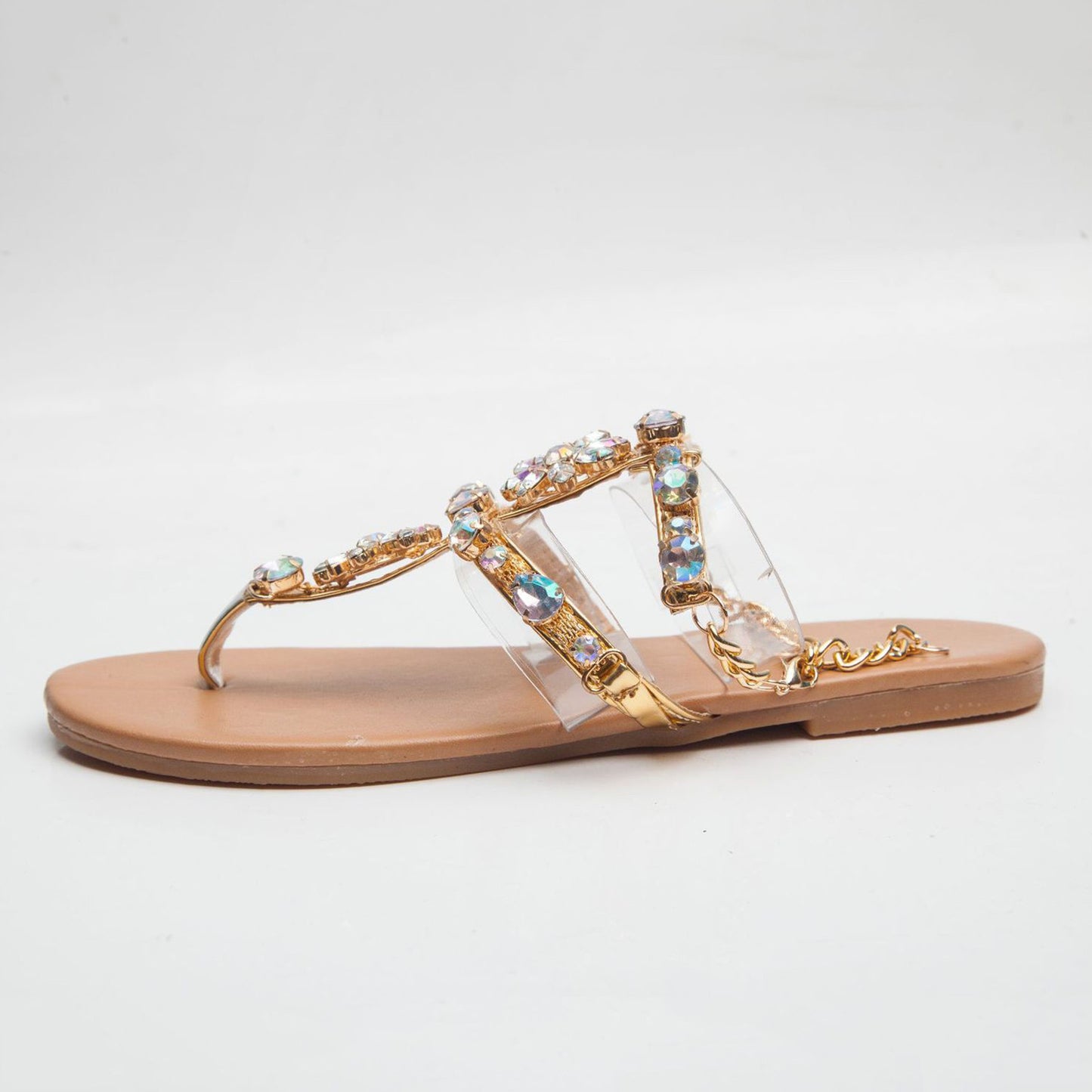 2023 Summer New Women Sandals Casual Flats Rhinestone Round Toe Sandals Buckle Strap Shoes Bohemian Style Flat Sapatos Feminino - Just The Fly Way