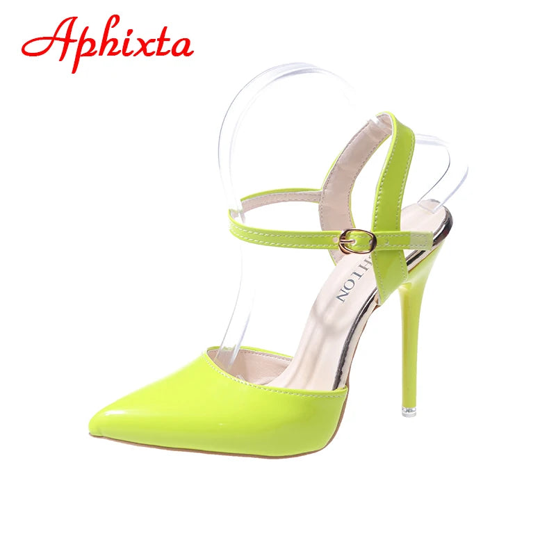 Fashionable, Bold and Beautiful DressWomen's Aphixta 12cm Super High Stiletto Heels Ankle Strap Sandals Pointed Toe Party Heels : Extended Sizes