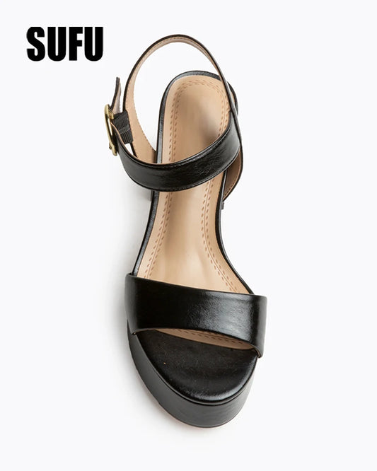 SUFU Summer solid color sandals Fashion platform heels - Just The Fly Way