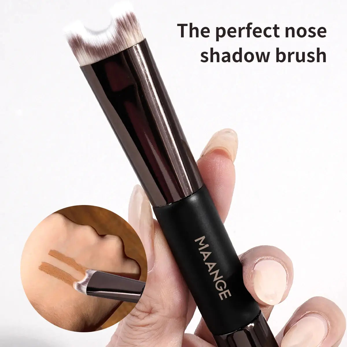 Fashionable, Bold and Beautiful DressMAANGE Nose Contour U-Shaped Makeup Brush for Sculpting And Defining Double Head Foundation Highlighter Brush Nose Shadow Brush