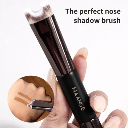 Fashionable, Bold and Beautiful DressMAANGE Nose Contour U-Shaped Makeup Brush for Sculpting And Defining Double Head Foundation Highlighter Brush Nose Shadow Brush