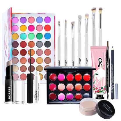 Fashionable, Bold and Beautiful DressPOPFEEL All-in-One Makeup Kit Gift Set with Eyeshadow Palette Foundation Lip Gloss Blush Brushes Eyeliner and More Beauty Gifts