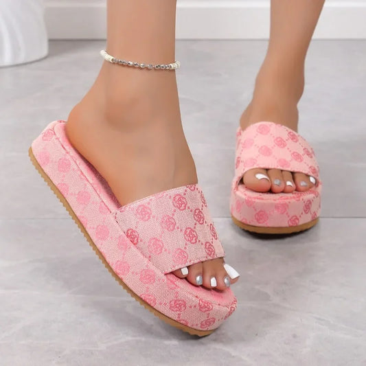 Women Platform Slippers 2024 Summer Women Shoes Designer Flat Sandals Outdoor Floral Sandals Ladies Beach Shoes Sandalias - Just The Fly Way