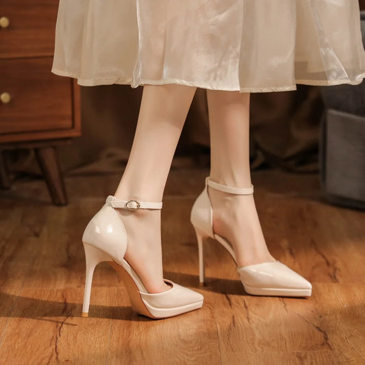 Fashionable, Bold and Beautiful DressFashion Ladies Summer Sandals Sexy Pointed Toe Patent Leather Buckle Strap Party Commuter Career High Heeled Sandals Women - Just The Fly Way