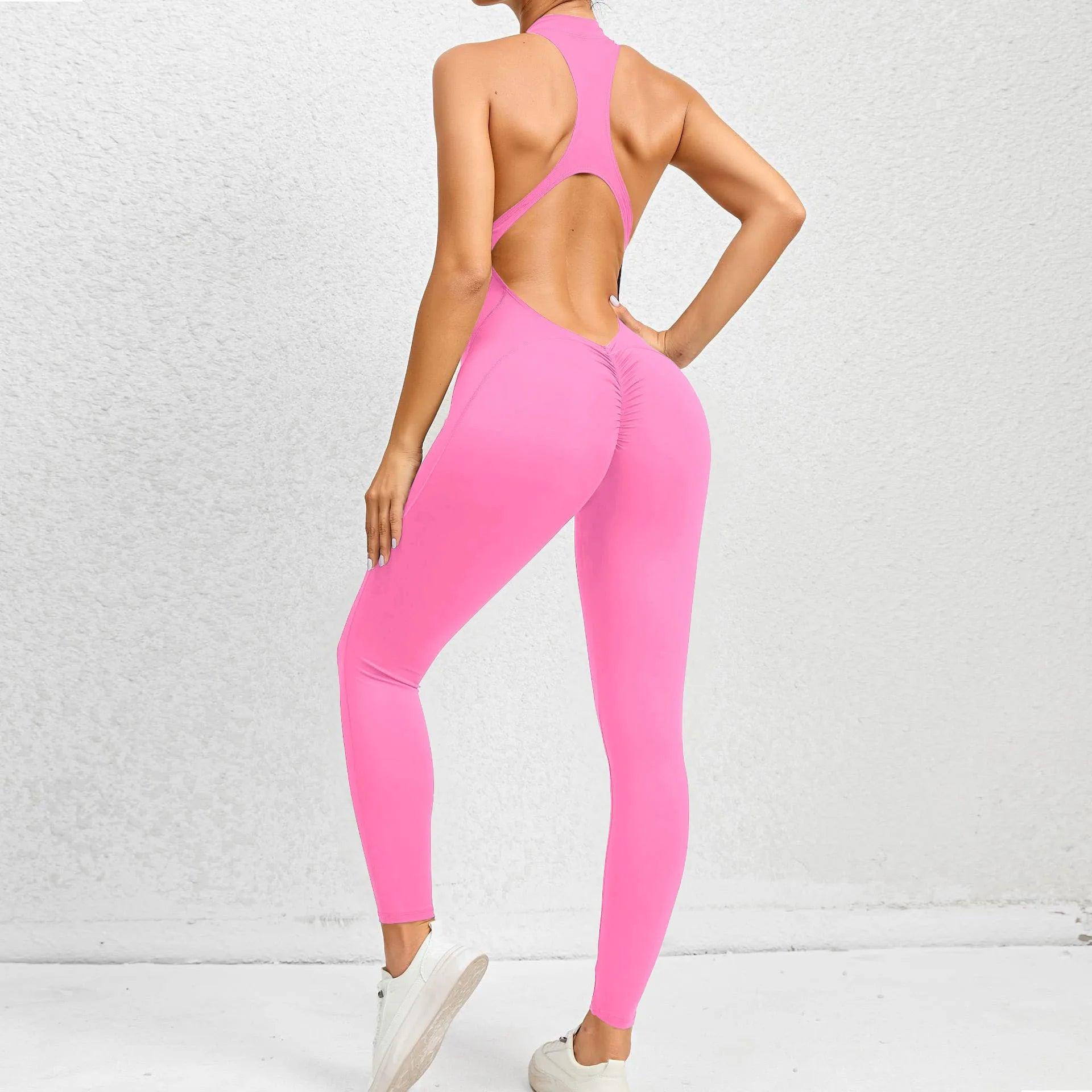 Zip-Up Activewear Yoga Romper With Bottom Contouring Design - Just The Fly Way