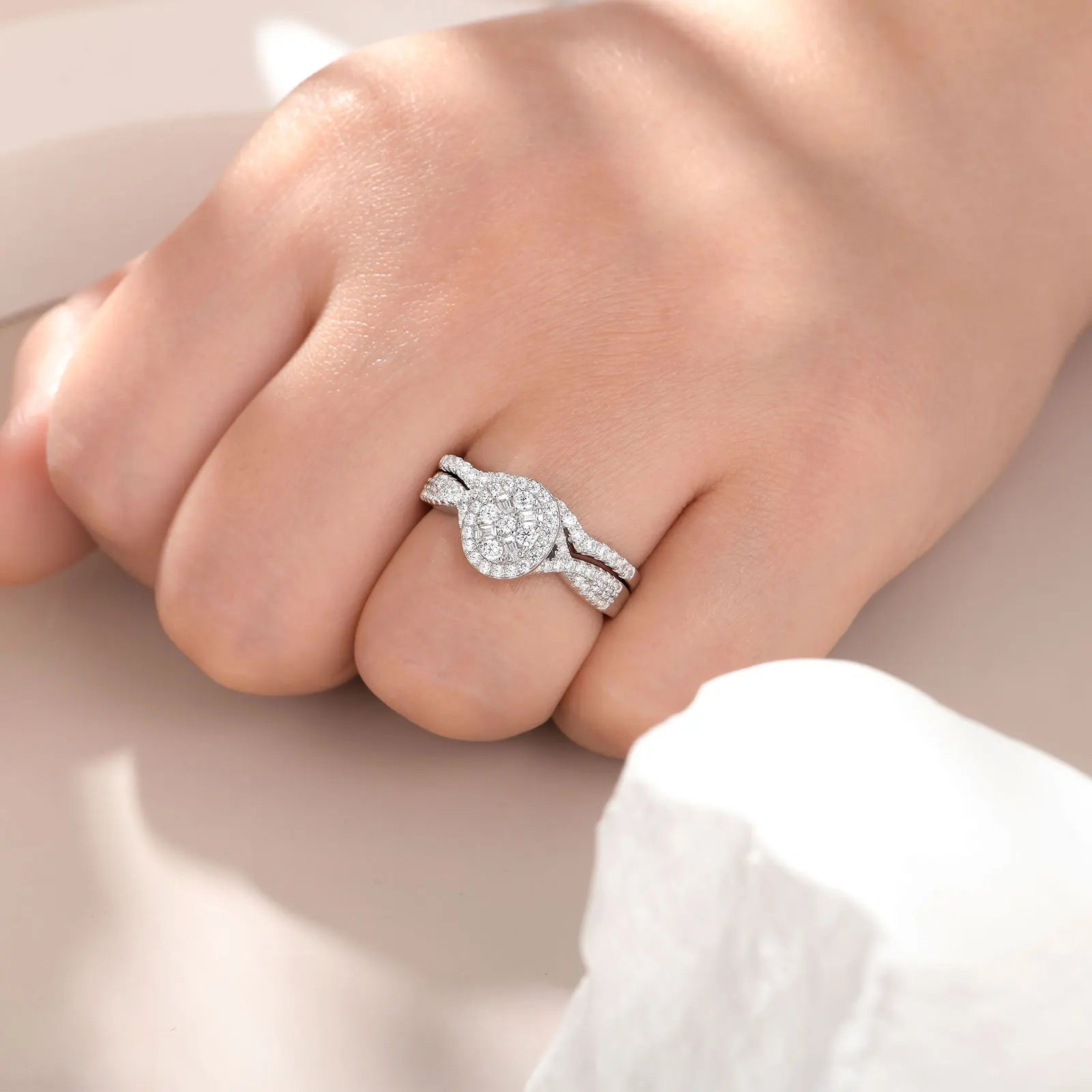 Fashionable, Bold and Beautiful DressNewshe 925 Sterling Silver Wedding Rings Set for Women Oval Halo Cubic Zircon Bridal Engagement Ring Jewelry Gift - Just The Fly Way