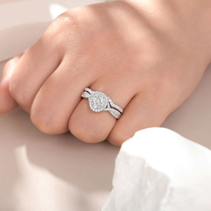 Fashionable, Bold and Beautiful DressNewshe 925 Sterling Silver Wedding Rings Set for Women Oval Halo Cubic Zircon Bridal Engagement Ring Jewelry Gift - Just The Fly Way