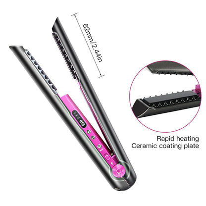 USB Rechargeable Wireless Hair Straightener Curling Iron Styling Tool Tourmaline Ceramic Dry & Wet Use Hair Styler - Just The Fly Way