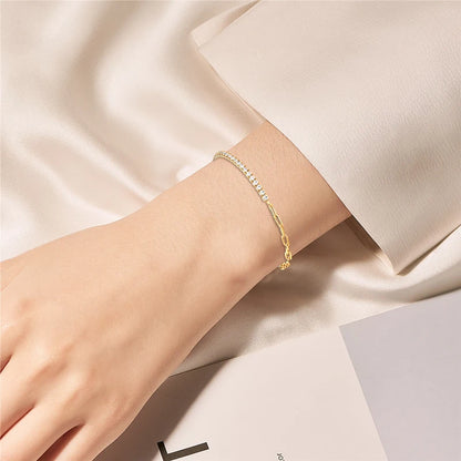 Shine On! 18k Gold Plated Moissanite & Silver Half Tennis Bracelet for Women & Men - Just The Fly Way