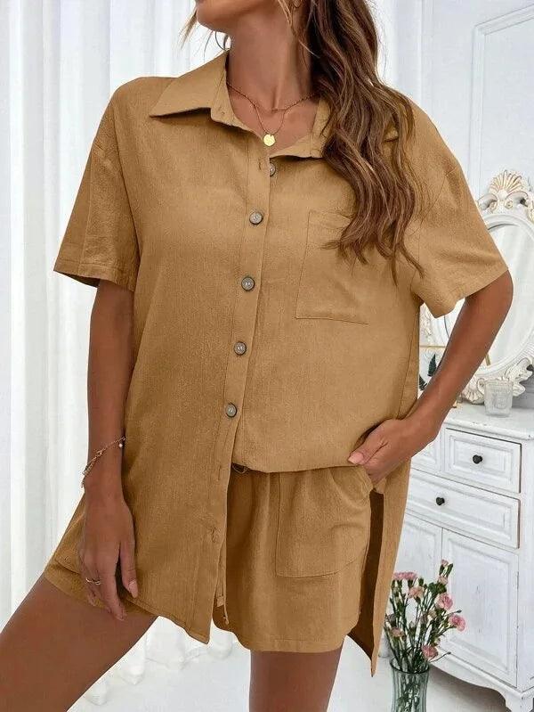 Summer Short Sleeve Shirt and Shorts, Two Piece Set - Just The Fly Way