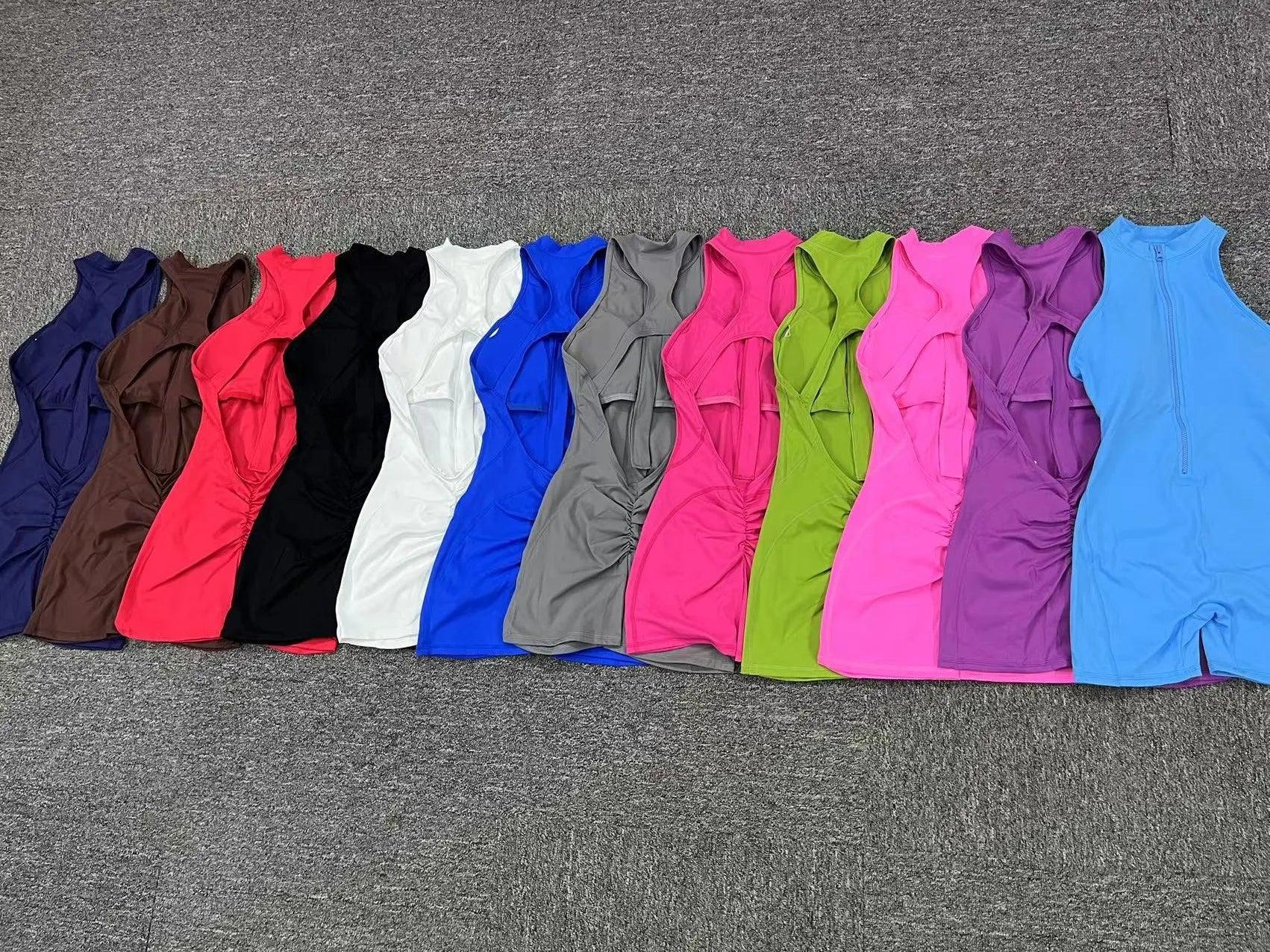 Zip-Up Activewear Yoga Romper With Bottom Contouring Design - Just The Fly Way