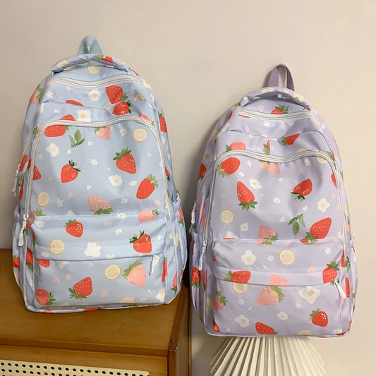 Fashionable, Bold and Beautiful DressWomen Strawberry Pattern Backpack Adjustable Strap Strawberry School Backpack Large Capacity Students Daily Backpack - Just The Fly Way