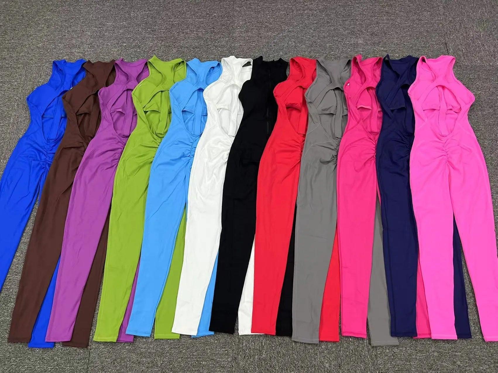 Zip-Up Activewear Yoga Romper With Bottom Contouring Design - Just The Fly Way