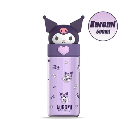 Kawaii Sanrio Hello Kitty Kuromi Cinnamon Roll Melody Transparent 500ml Water Bottle