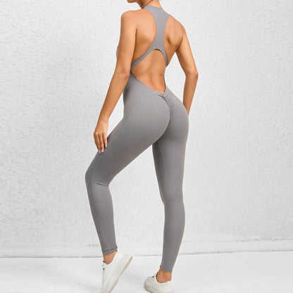Zip-Up Activewear Yoga Romper With Bottom Contouring Design - Just The Fly Way