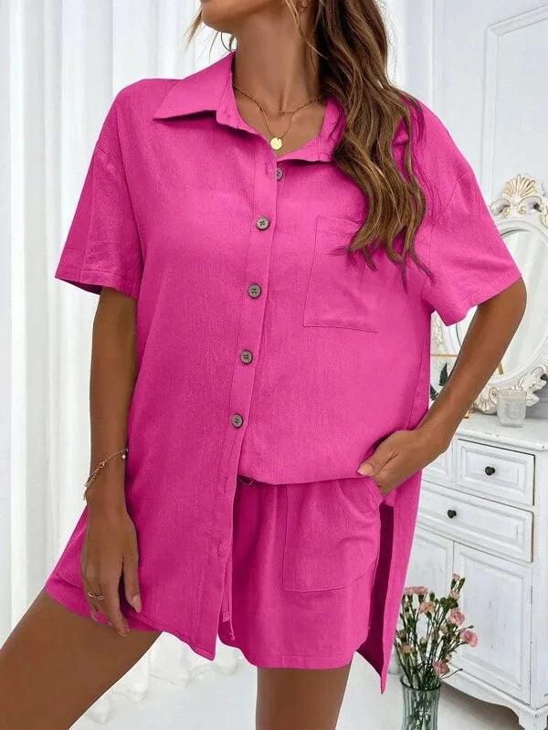 Summer Short Sleeve Shirt and Shorts, Two Piece Set - Just The Fly Way