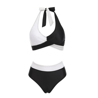 Fashionable, Bold and Beautiful Dressbikini Beach Colour Block Floral Printed Women's Swimsuit High Waist Two Piece For Teenagers biquinis feminino tendência 2024