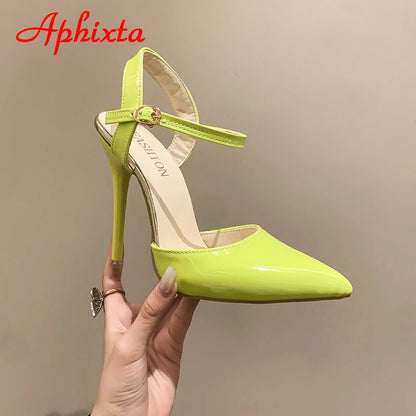 Fashionable, Bold and Beautiful DressWomen's Aphixta 12cm Super High Stiletto Heels Ankle Strap Sandals Pointed Toe Party Heels : Extended Sizes