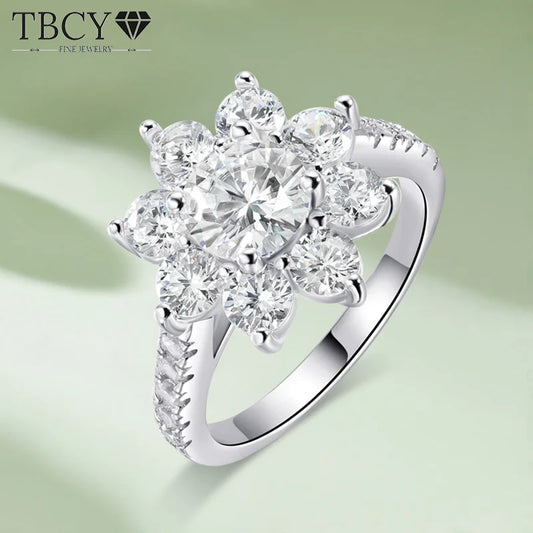 TBCYD Moissanite Sunflower Ring for Women - D Color S925 Silver Engagement Wedding Band & Fine Jewelry Gift - Just The Fly Way