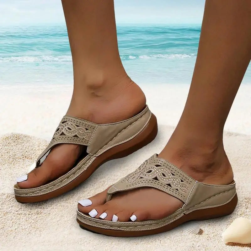 Step into comfort with our Women's Orthopedic Sandals with Arch Support, Thick Sole Slippers, Non-Slip for Daily Wear - Just The Fly Way