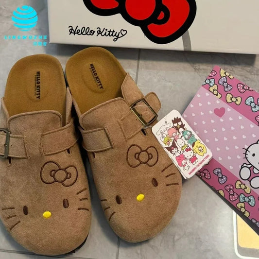 Sanrio Hello Kitty Cute Anime Slippers Summer Female Thick Sole Flat Shoes Sweet Cartoon Outdoor Anti Slip Slippers Girl Gift