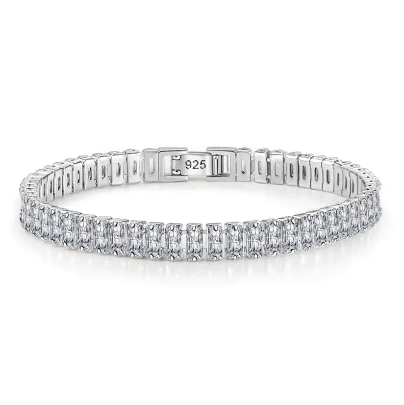 Solid 18K 14K Gold Moissanite Tennis Bracelet for Women D VVS1 Round 925 Sterling Silver Luxury Bracelet for Engagement - Just The Fly Way