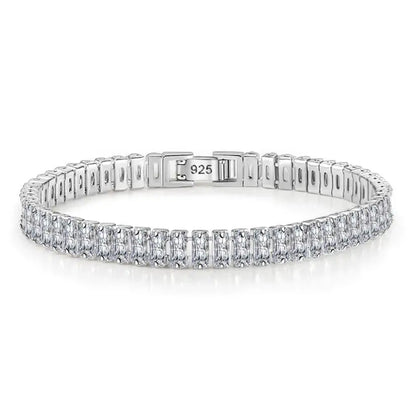 Solid 18K 14K Gold Moissanite Tennis Bracelet for Women D VVS1 Round 925 Sterling Silver Luxury Bracelet for Engagement - Just The Fly Way