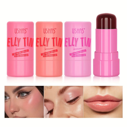 Fashionable, Bold and Beautiful Dress4 Colors Jelly Blush Stick Lip Balm Eyeshadow 3-in-1 Multi-Use Matte Blush Moisturize Brighten Lip Gloss