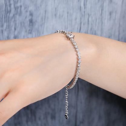 LinkerLove 925 Sterling Silver Moissanite Tennis Bracelet for Women - Dazzle Her with 1ct Princess Cut Sparkle - Just The Fly Way