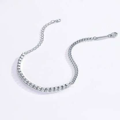 Shine On! 18k Gold Plated Moissanite & Silver Half Tennis Bracelet for Women & Men - Just The Fly Way
