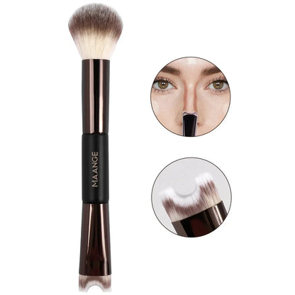 Fashionable, Bold and Beautiful DressMAANGE Nose Contour U-Shaped Makeup Brush for Sculpting And Defining Double Head Foundation Highlighter Brush Nose Shadow Brush