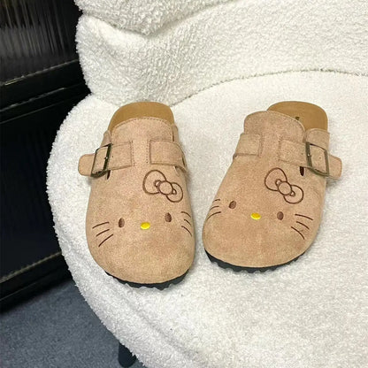 Sanrio Hello Kitty Cute Anime Slippers Summer Female Thick Sole Flat Shoes Sweet Cartoon Outdoor Anti Slip Slippers Girl Gift