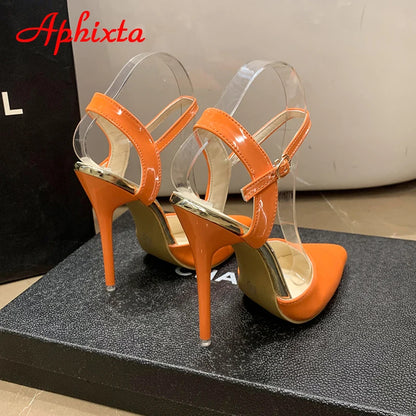 Fashionable, Bold and Beautiful DressWomen's Aphixta 12cm Super High Stiletto Heels Ankle Strap Sandals Pointed Toe Party Heels : Extended Sizes