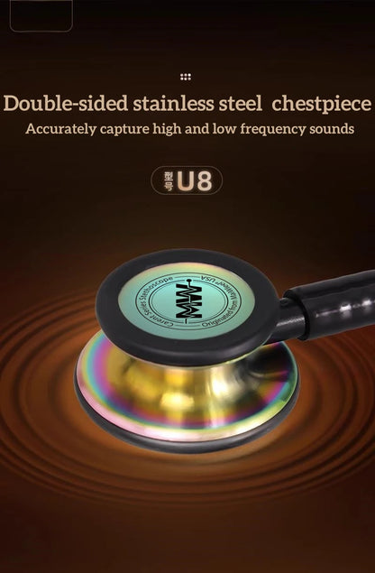 Fashionable, Bold and Beautiful DressMedical Double Sided Stethoscope Professional Portable Cardiology Stethoscope Medical Equipment Nurse Doctor Stethoscope