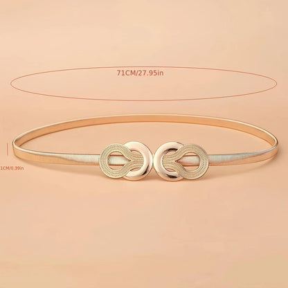 Metal Elastic Women's Belt, Gold or Silver With Knot Buckle - Just The Fly Way