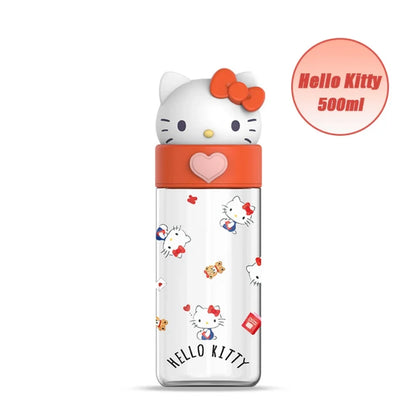 Kawaii Sanrio Hello Kitty Kuromi Cinnamon Roll Melody Transparent 500ml Water Bottle