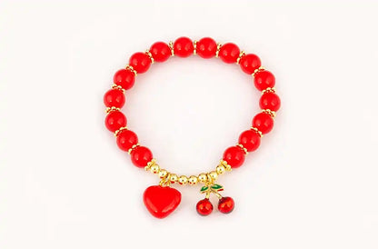 Cherry and Heart Red Beaded Chain Bracelet in 3 Fashion Styles – Trendy Jewelry - Just The Fly Way